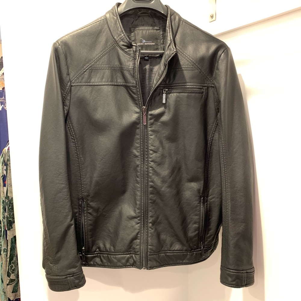 Marc Anthony Black Jacket Large Faux Leather
